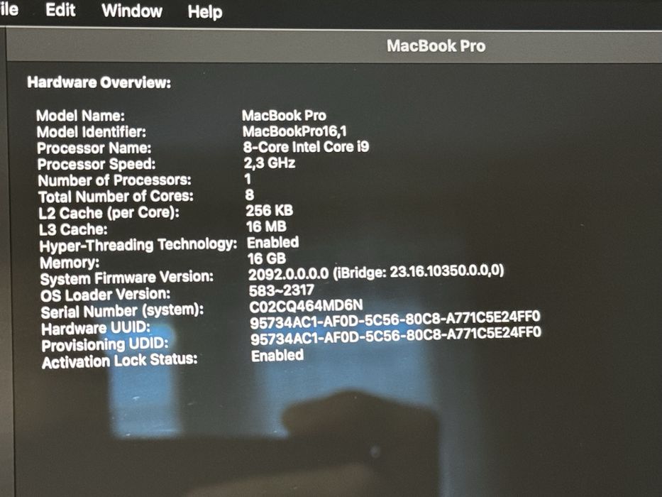 Macbook Pro 16 inch | 1Tb SSD | i9 | 16Gb RAM |