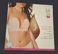 Sutien push-up cu decolteu adanc, fara bretele, cupa B, Bej