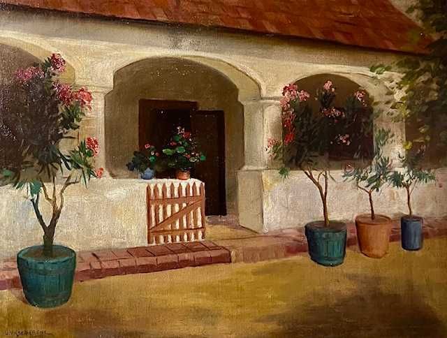 SUPERB! Tablou vechi, Ujváry Ferenc (1898-1971) ulei/pz MARE, 80x60c+R