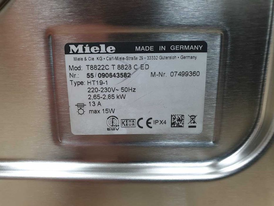 Инокс - Miele T8828C Сушилня - Подсветка - Аларма Миеле 12м Гаранция