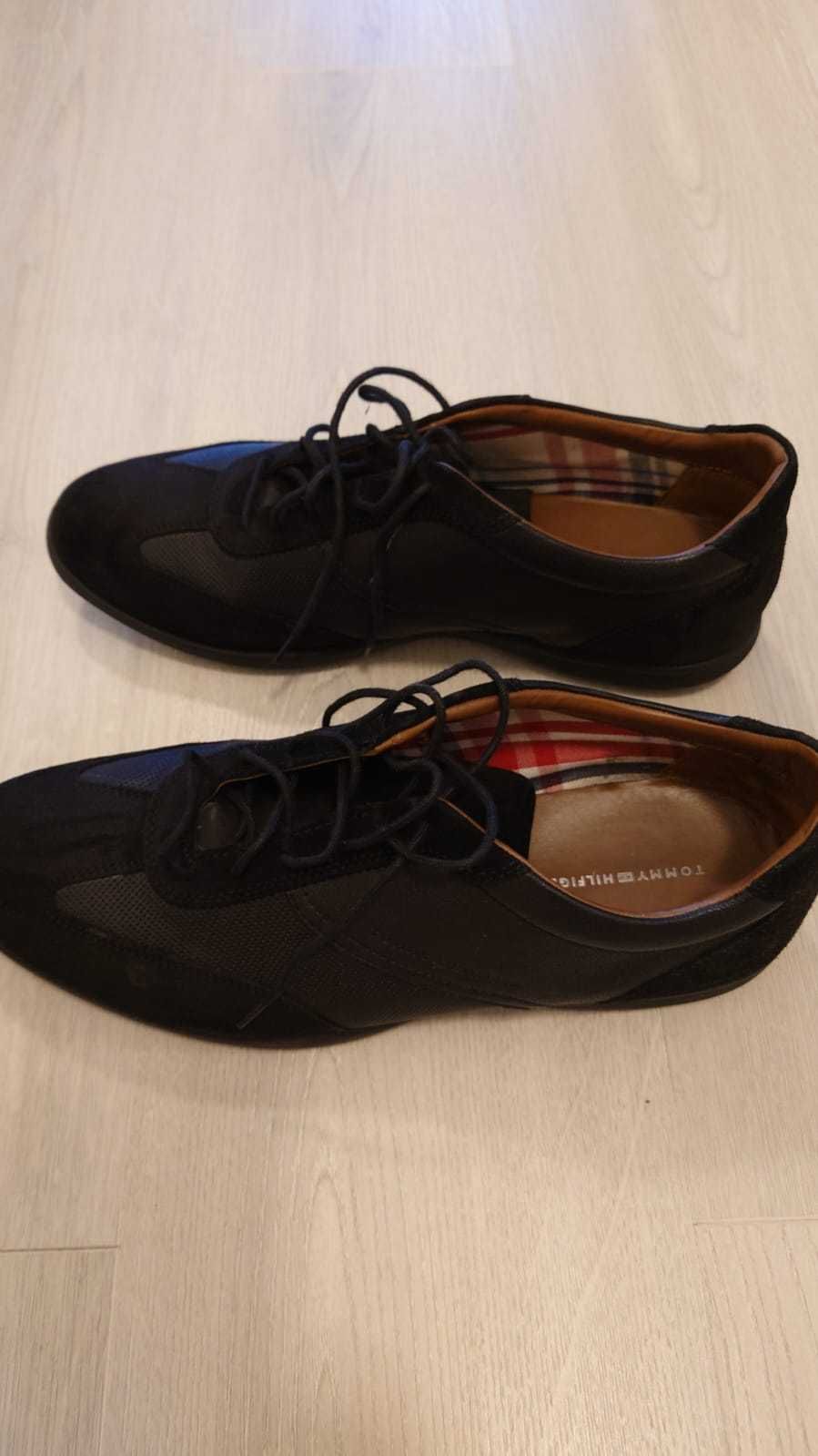 Pantofi casual barbati, Tommy Hilfiger, piele, negru, marimea 45