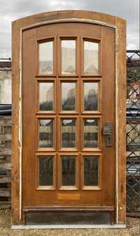 Usa casa vila intrare boltita lemn geam vitraliu termo H 228 x L 121