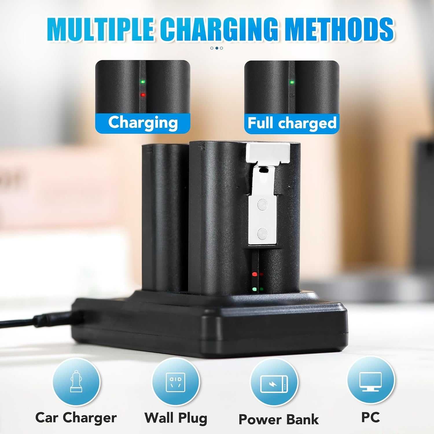 7200mAh 2 броя акумулаторни батерии за Ring и зарядно с LED дисплей
