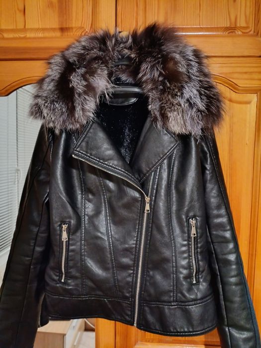Ново кожено яке с естествена лисица