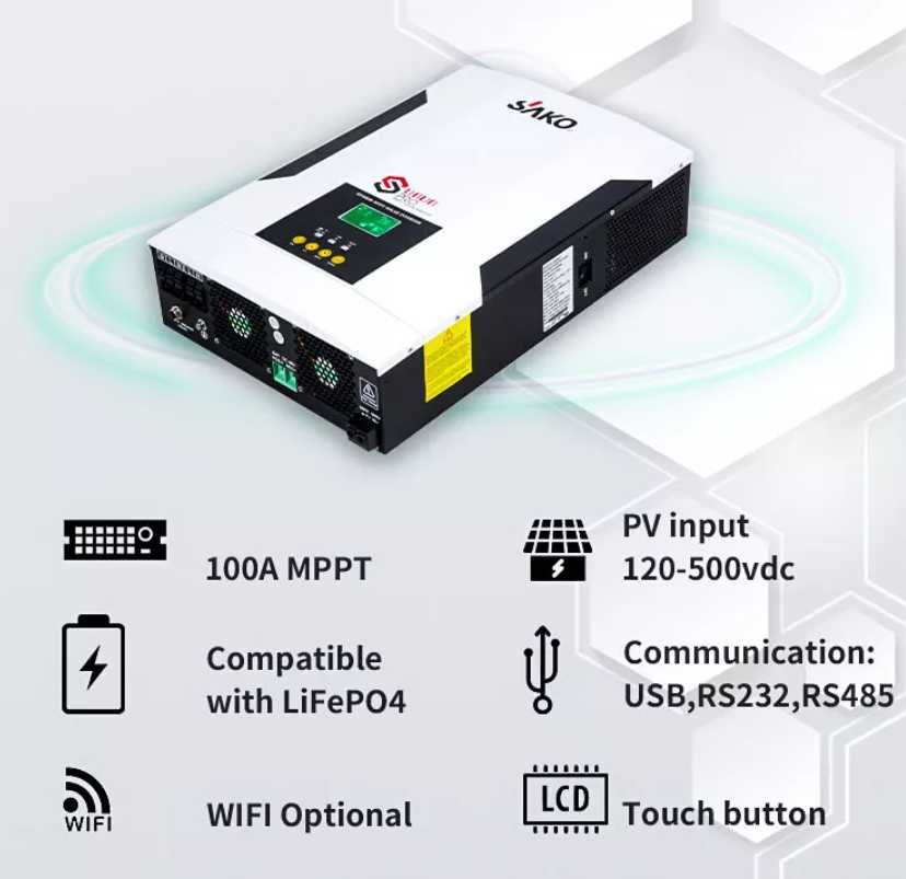 Invertor Hibrid 2 ÎN 1 Controler Incorporat UNDA PURA  5.5 KW