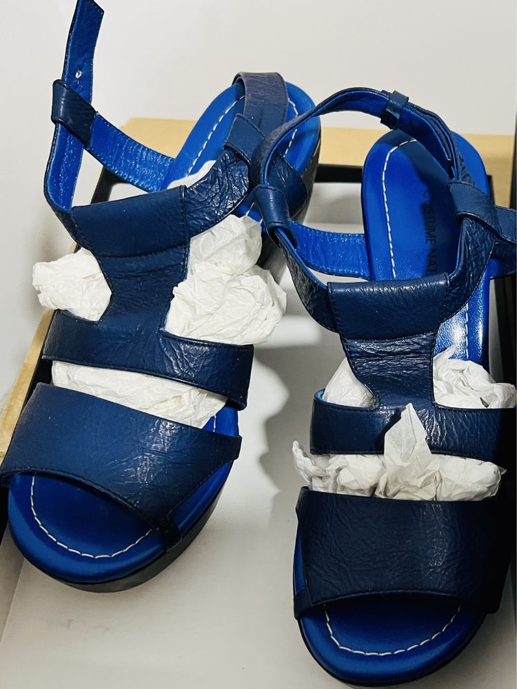 Sandale de piele culoare albastru regal
