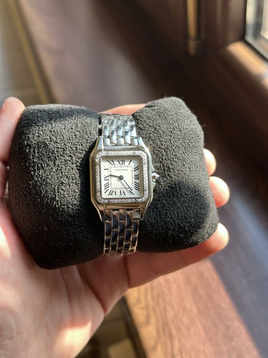 Cartier Panthere Diamond часы женские 27 мм, безель покрыт бриллиантом