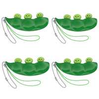 Set patru jucarii antistres pastaie de mazare, breloc, 6.5 cm, verde