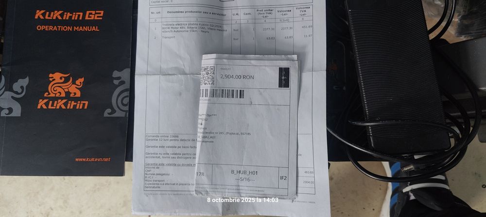 Trotineta electrica kukirin g2 cu acte in garanție inca