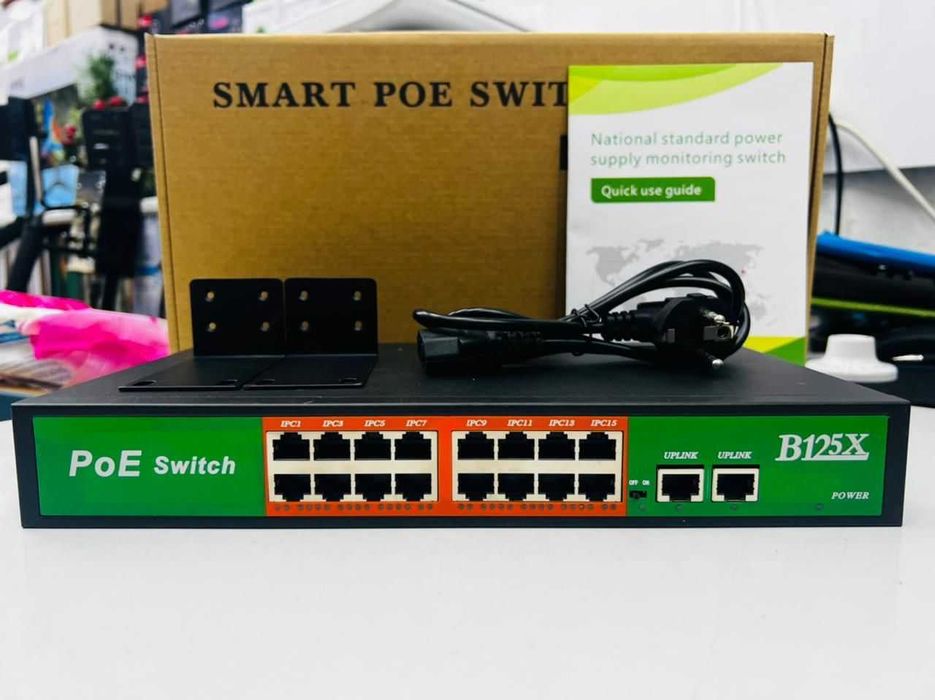 Коммутатор PoE switch 16-портов Свич Poe коммутатор switch