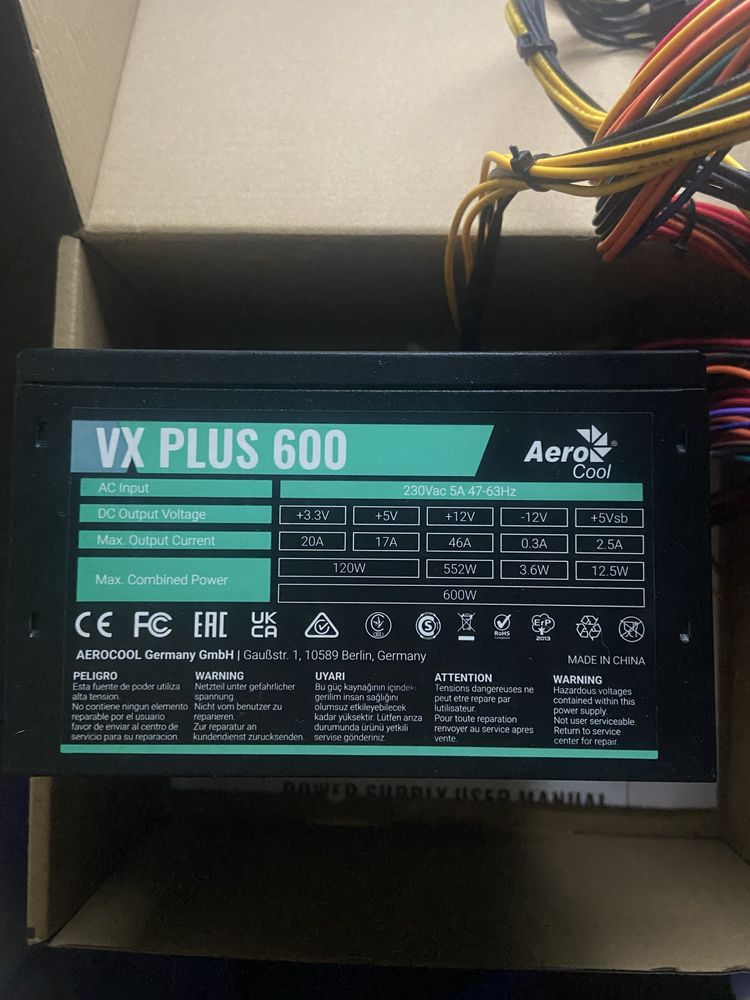 Блок питания AeroCool VX PLUS 600W