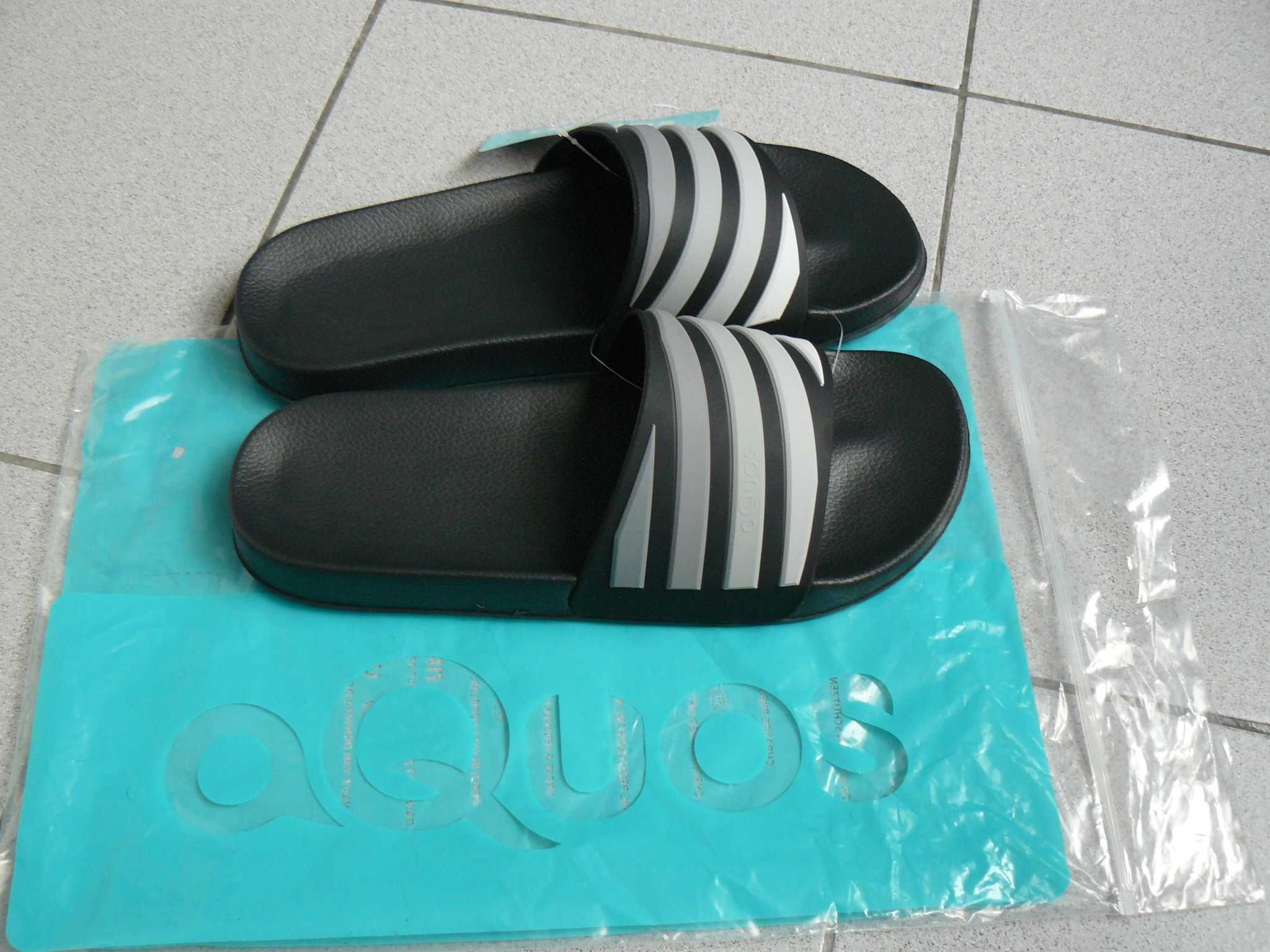 Slapi/Papuci Plaja AQUOS ZIPTOP Originali,Noi,Negru/Alb,Nr.42, 43, 44