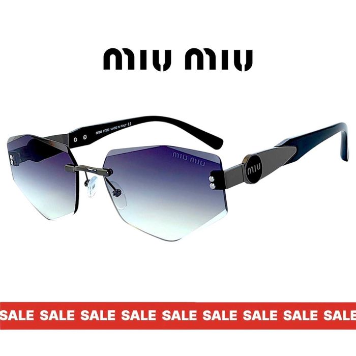 Miu Miu 2026 дамски слънчеви очила –ромбоидни фасетирани стъкла UV400