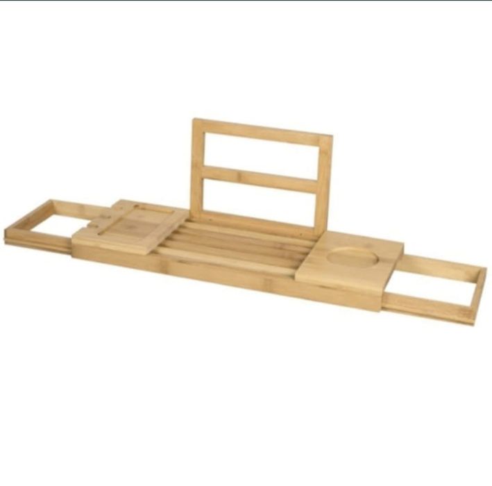 Tava-masa masuta de baie - cada din bambus,raft de depozitare,Sigilat