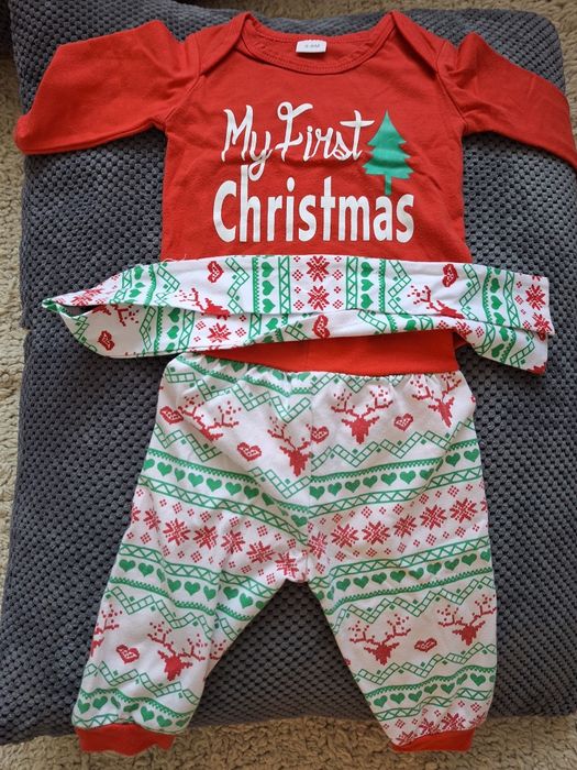 Коледни дрехи бебе 3м/62см Christmas + подарък дрехи момче