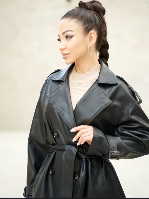 Плащ весна/осень экокожа