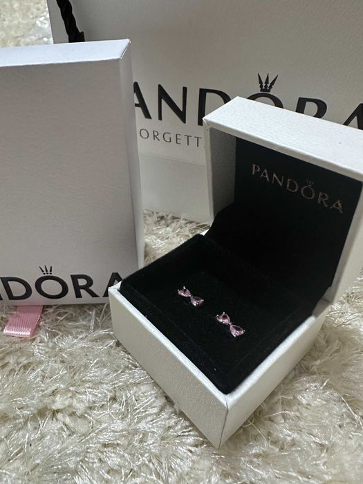 Cercei Pandora funda roz argint