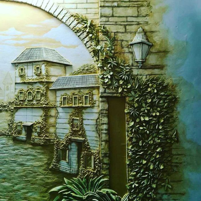 Скалы арт бетон камень. Барельеф  роспись стен картины и зеркала