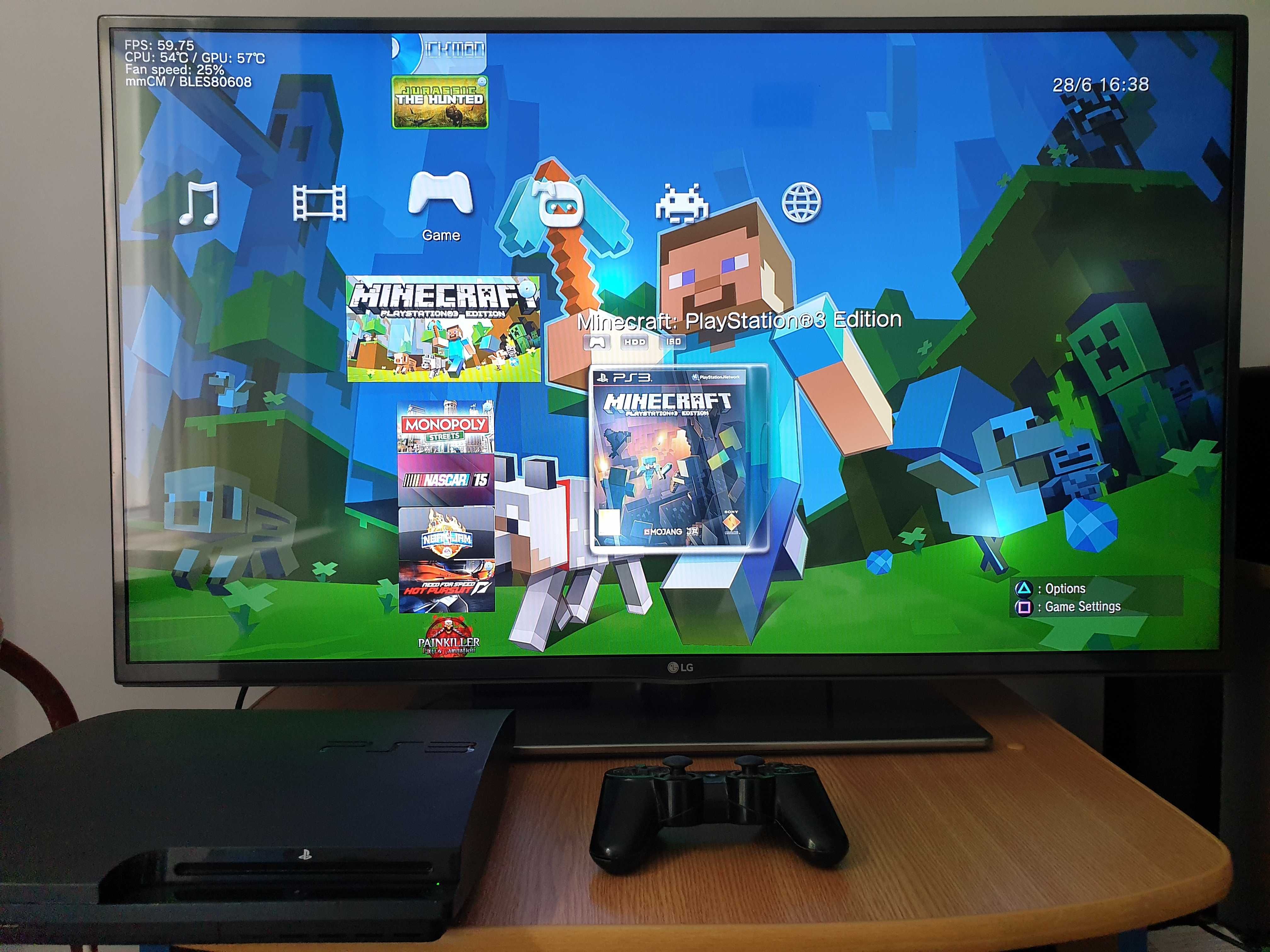 PS3 modat HEN 120 GB + 30 jocuri (GTA, Red Dead, FIFA 19, NFS)