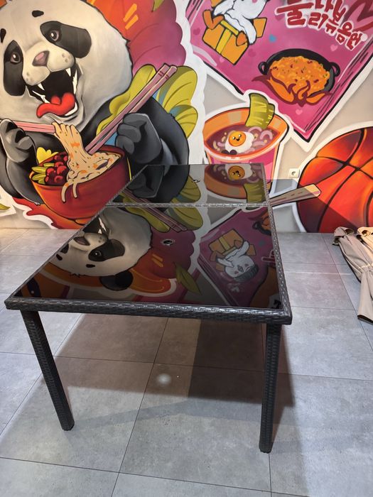 Стол ротанг стекло