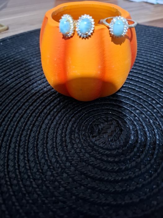 Set cercei si inel larimar reglabil argint aurit