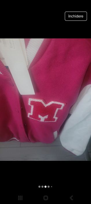 Geaca roz M piele și material