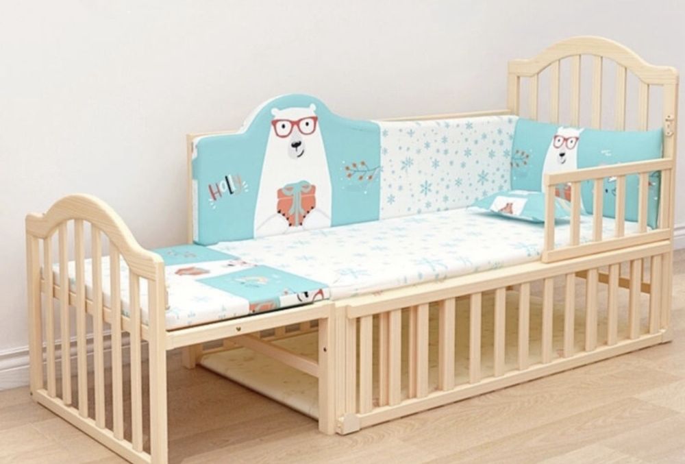Дървено креватче, 5 в 1, за бебета и деца