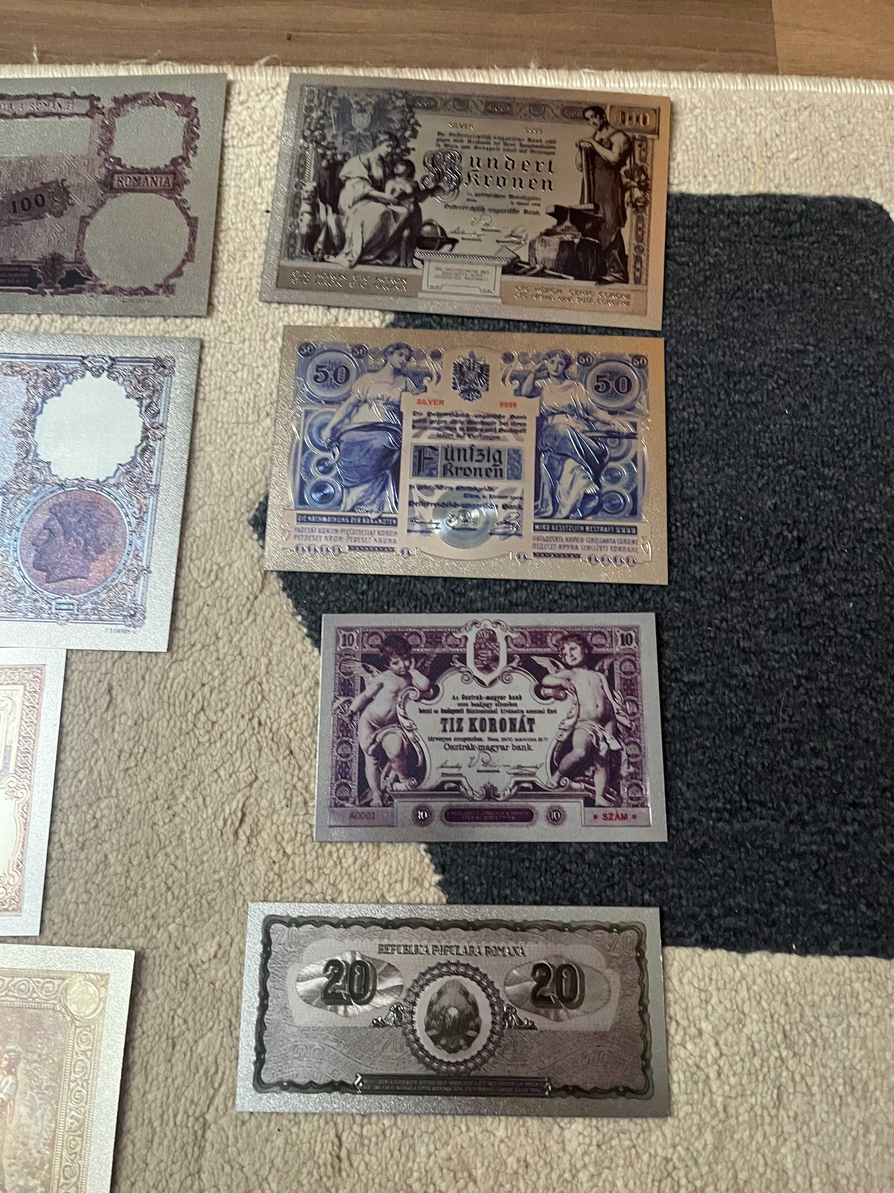 replici Bancnote romanesti  polimer placate cu Ag si Aur de 24k