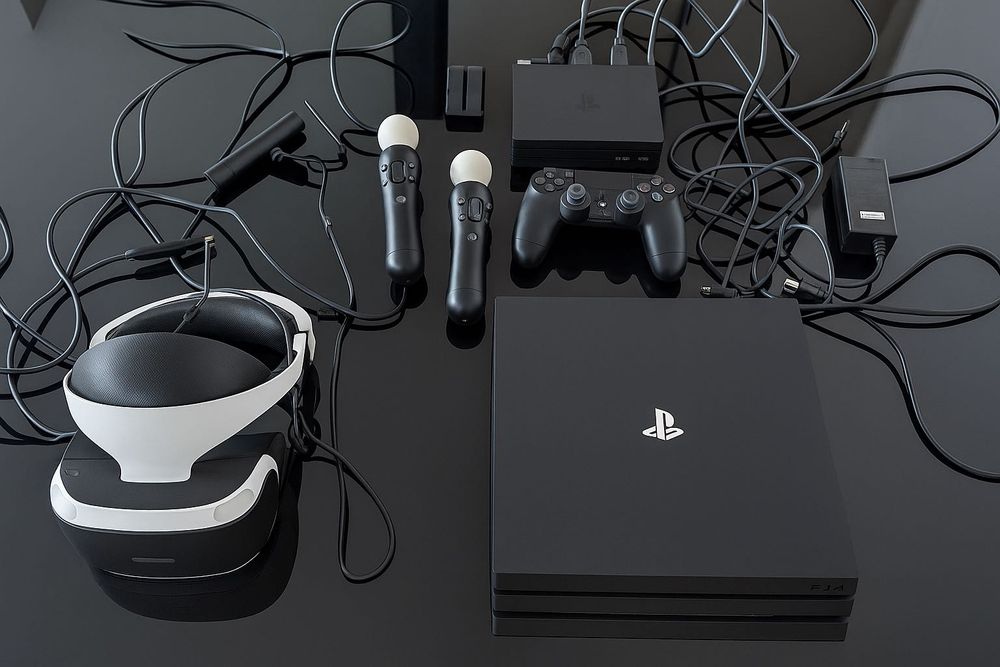 PS4 Pro 1TB + PSVR complet + 2 controllere Move + 35+ jocuri(VR + PS4)