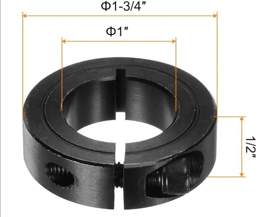 1-3/4" отвор, единичен разделен вал, черен оксиден винт