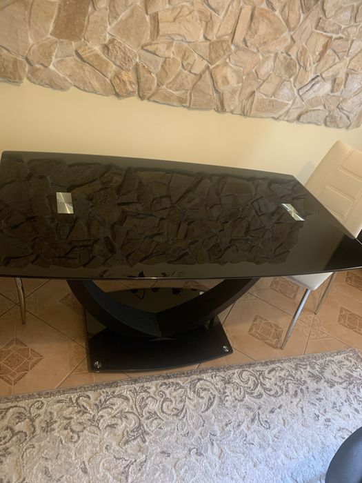 Masa sticla Halmar Anton cu cadru de otel 140/80/75