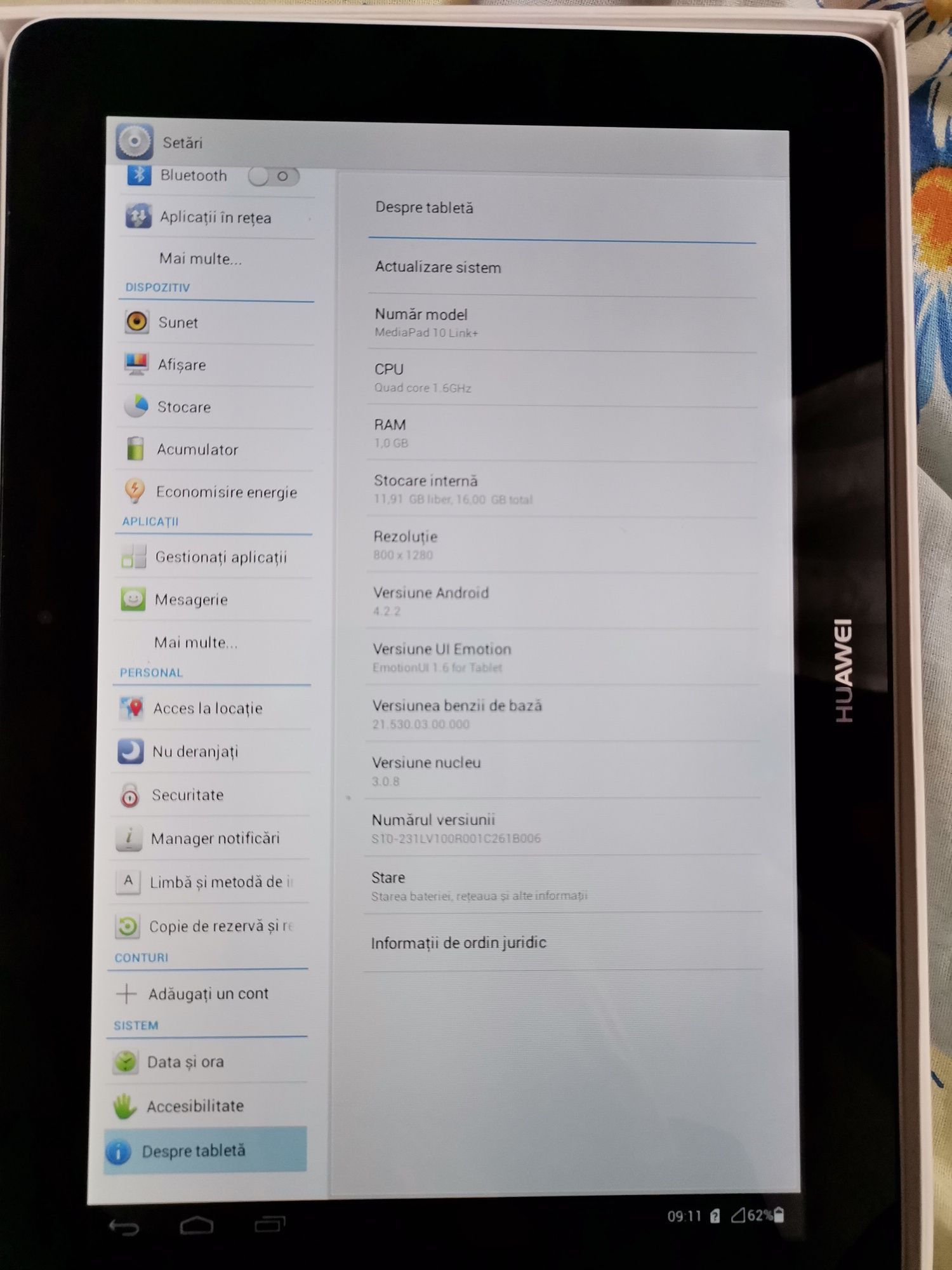 Huawei mediapad 10 link+ originala cu cartela nouă la cutie