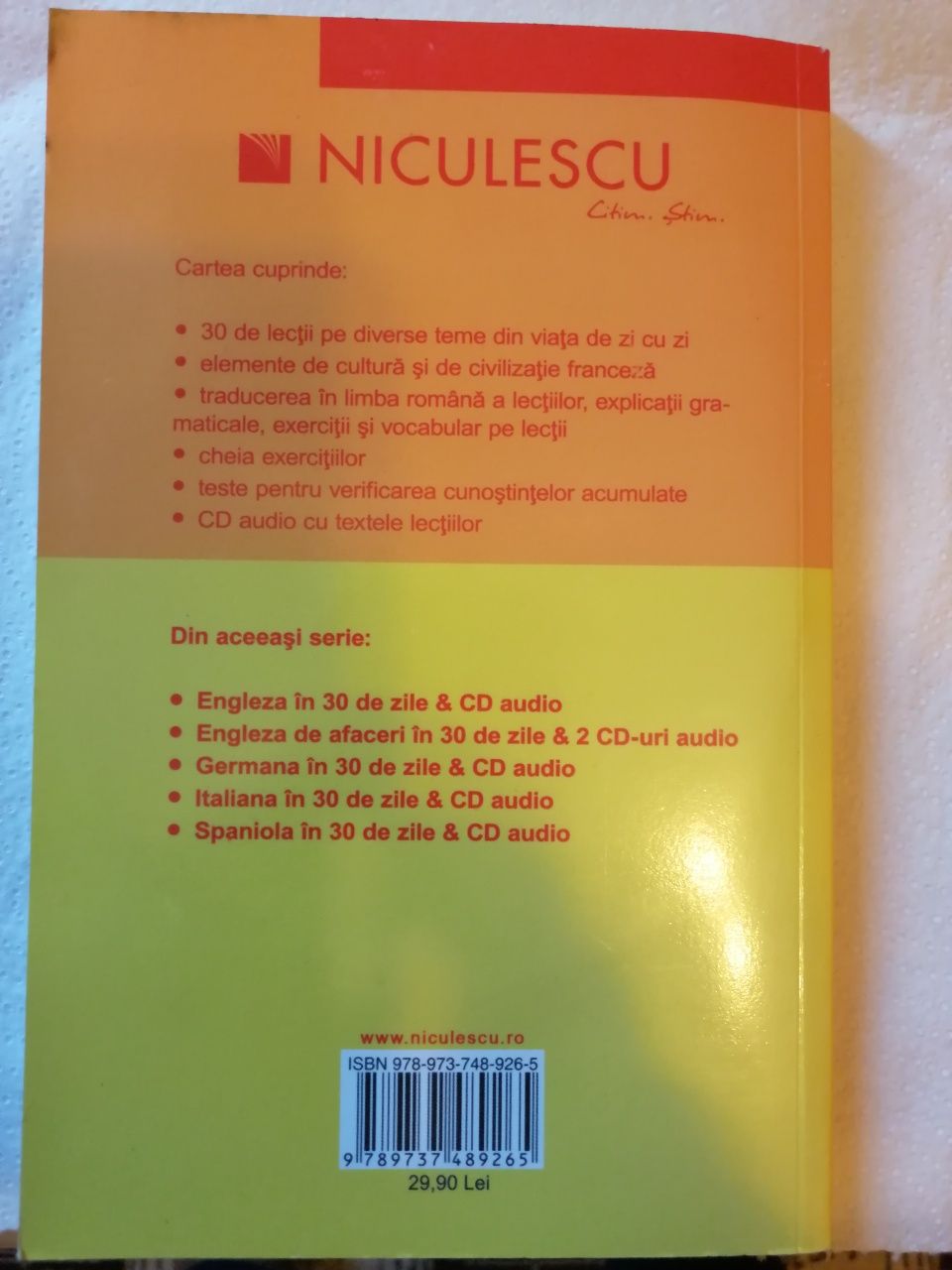 Vând cartea Franceza în 30 de zile. Preț negociabil.