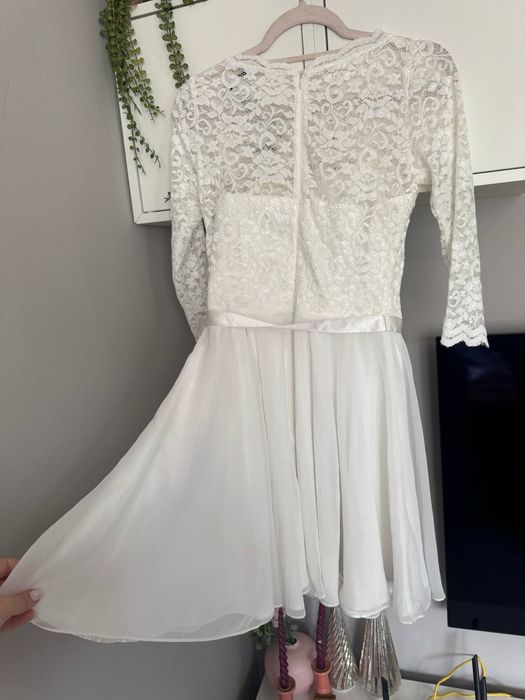 Булченска  сватбена или за кръщене официална бяла рокля SWING