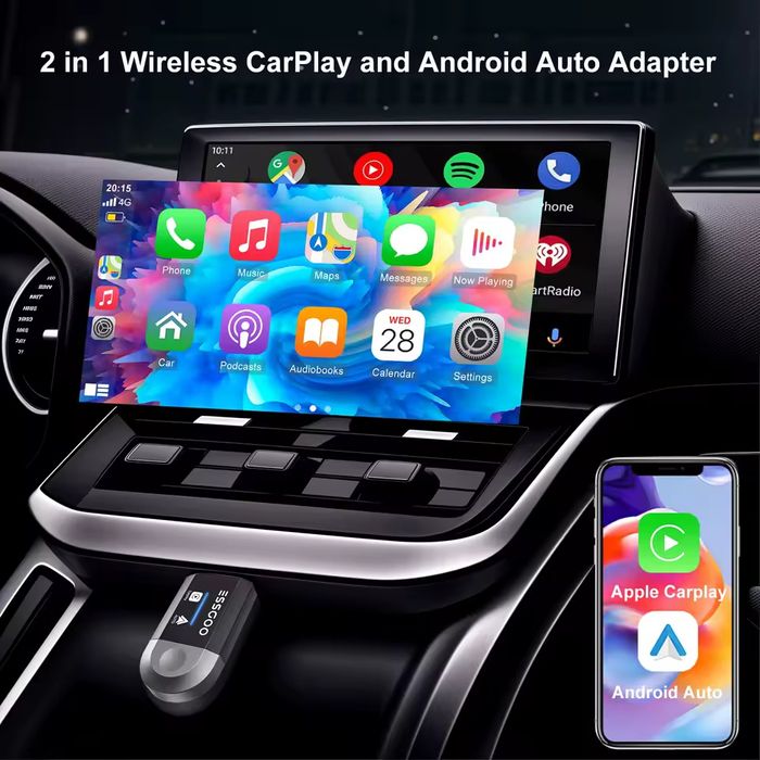 ESSGOO Wireless CarPlay Android Auto Wireless Adapter Smart Mini Box