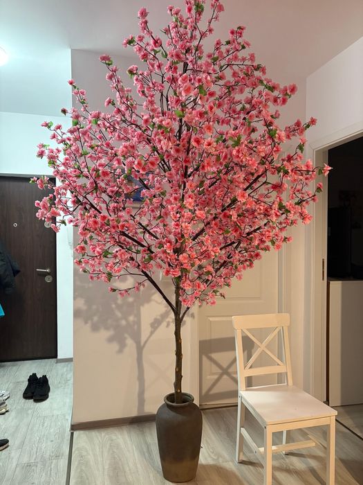 Decoratiune interior copac flori artificiale