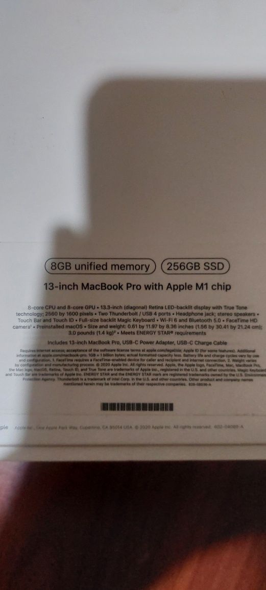 Macbook Pro 13-inch M1 8/256GB 90% за 699 у.е!