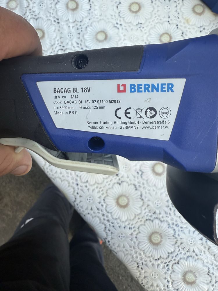 Акумулаторен ъглошлайф Berner Безчетков 18V Li-ion