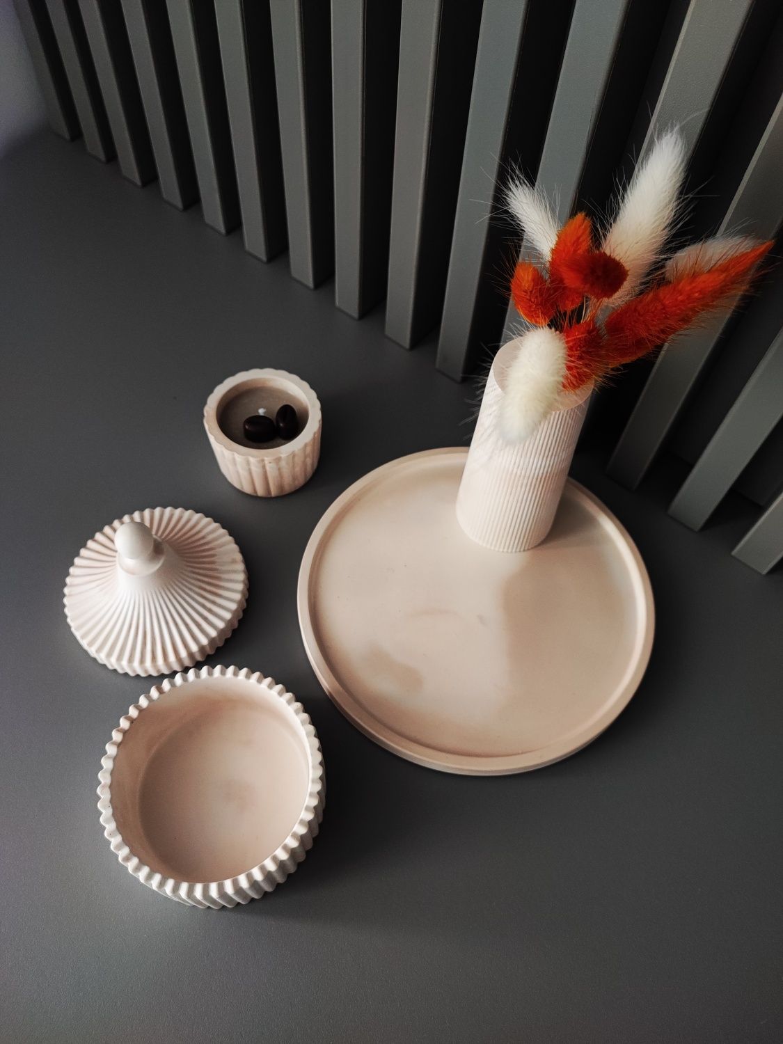 Set decorativ ceramic cu lumanare