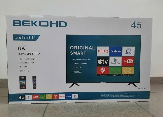 Телевизор Beko LED-45S800K, 109cm, Android 11.0, SmartTV есть рассрочк