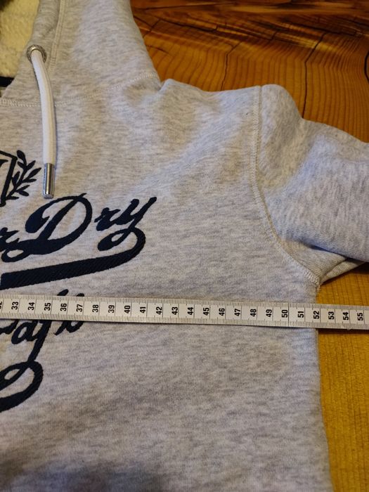 Оригиналени суитчъри якта худи Супердрай Superdry качулка цип Хл/Л
