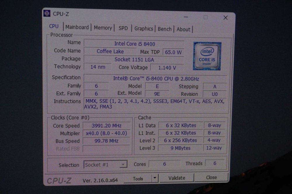 Процесор CPU Intel Core I5 8400 6core / Вкл.ДДС