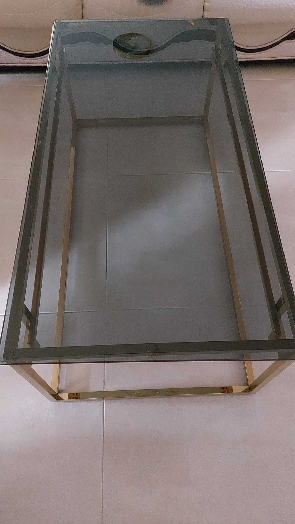 Холна маса Metell златисто и стъклен плот 120x 60x 45.7 см