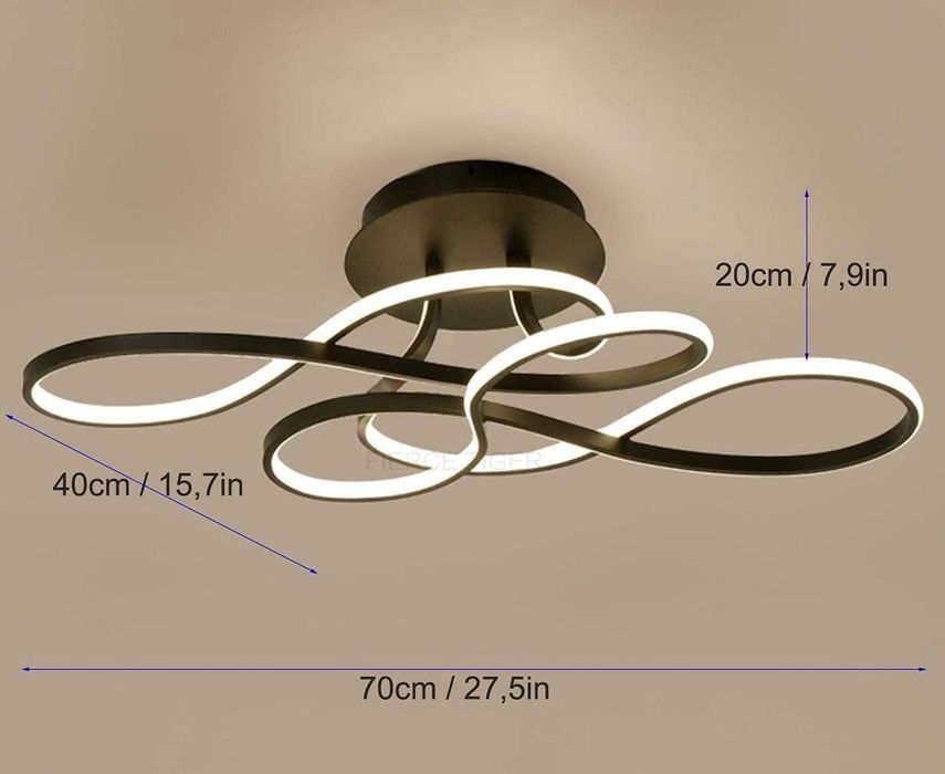 LED димируема таванна невисяща лампа черна/златна 70×40 см, 110W
