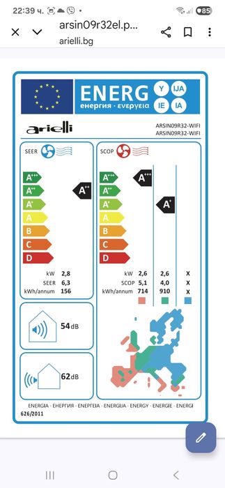 2 НОВИ Хипер+ Wi-Fi, Инверторни Arielli (стаи до 30м²)