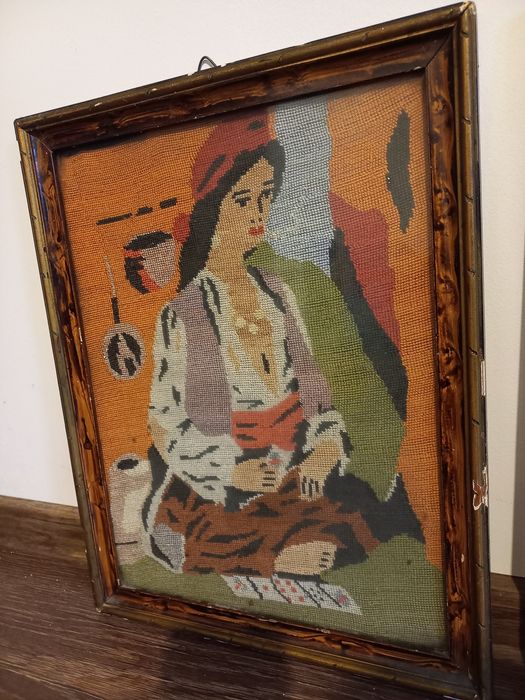 2 tablouri vintage anii 80 din tesatura goblen colectia "Tiganii"