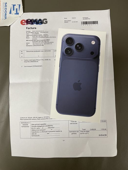 STOC !! IPHONE 17 PRO 256 Blue/Albastru sigilate - garantie 24 luni