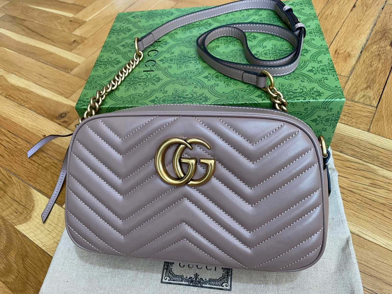 Gucci Dusty Pink Marmont Geantă din piele Gucci Mâner / Lanț original