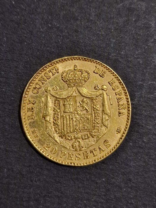 Златна монета 25песети АлфонсоXII 1881,1880,20 песети АлфонсоXIII 1890