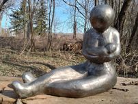 Абстрактна старинна метална  авторска скулптура, статуетка, пластика.
